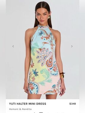 NWT HEMANT & NANDITA Pastel Paisley Halter Mini Dress SIZE XS